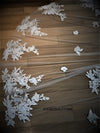 Flower leaf lace veil, 2 Tier Wedding cathedral veil, Custom veil, Floral 3D Wedding Veil - BRIE