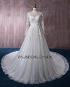 Floral Wedding Dress |  Bridal Gown with Sleeves | Custom Designed | SHARON