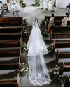 KAREN - Mantilla Wedding Veil, Cathedral Mantilla Wedding Veil,  1 tier cathedral Mantilla Lace Veil,Lace Mantilla Veil in Cathedral,  Lace Mantilla Wedding Veil, Bridal Veil
