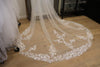 3D Floral Lace Wedding Cathedral Veil, Royal Cathedral Length Flower Wedding Veil, Two Tier Floral Lace Veil, 3/5/7/10 meter Ivory Veil, Cathedral lace Veil LAURA