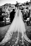 Custom Floral Veil, Lace wedding veil, Two Tier lace Veil, Cathedral Wedding Veil - MARSHA