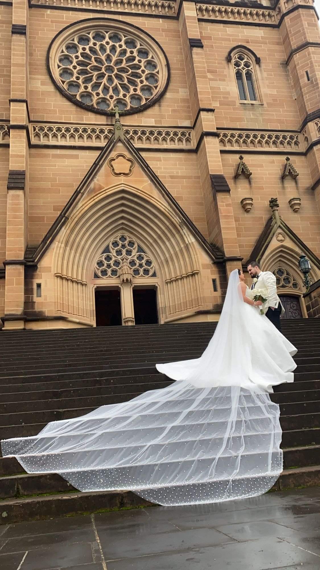 Dream Dresses by P.M.N. Chapel Pearl Veil (#Flora) Cathedral