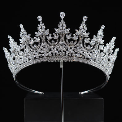 CAROL Luxury Cubic Zirconia Bridal Tiara – Elegant Crystal Wedding Tiara