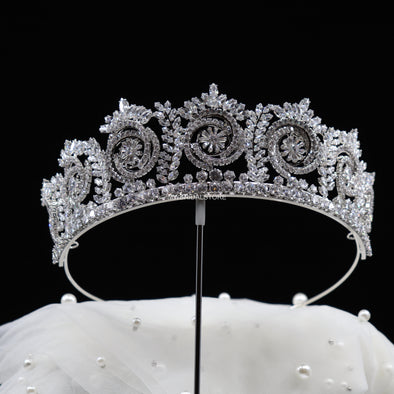 ROBYN Elegant Silver Bridal Tiara – Handmade Rhinestone Crystal Wedding Headpiece