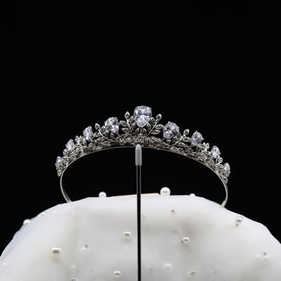 RUTH Classic Rhinestone Bridal Tiara – Handcrafted Silver Wedding Crown
