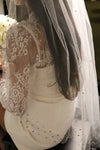 AURORA - Wedding Veil with rhinestones on the Edge, Rhinestone Crystal Veils, Fingertip Short Wedding Veil