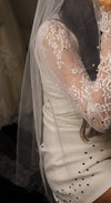 AURORA - Wedding Veil with rhinestones on the Edge, Rhinestone Crystal Veils, Fingertip Short Wedding Veil