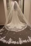 KEZIA - Lace Wedding veil, Vintage lace Wedding Veil, Floral Cathedral Veil, Floral Lace Cathedral Length Veil, Chapel Wedding Veil,Lace Chapel Length Veil