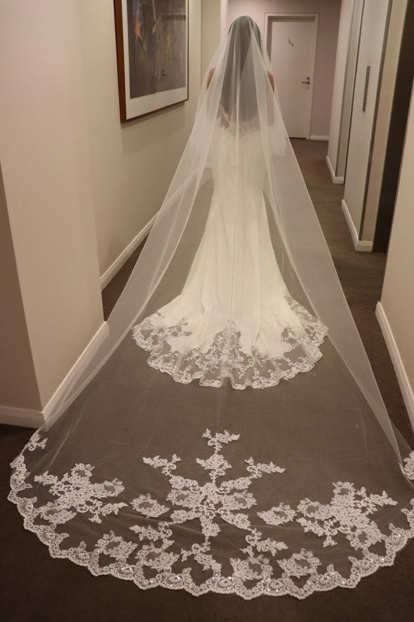 Lace Cathedral Wedding Veil, Bridal Wedding Veil