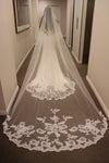 LUCY - Lace Cathedral Wedding Veil, Soft Wedding Veil, Long Wedding Veil, Cathedral Veil, Bridal Veil, Sequined Lace Veil