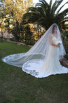 Lace Wedding Cathedral Veil, Ivory/ White Lace Cathedral Wedding Veil, Chapel Wedding Veil, Bridal Veil, Long Wedding Veil, White Wedding Veil, , WEDDING FLORAL LACE VEIL, FIONA