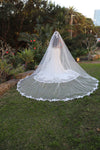 Lace Wedding Cathedral Veil, Ivory/ White Lace Cathedral Wedding Veil, Chapel Wedding Veil, Bridal Veil, Long Wedding Veil, White Wedding Veil, , WEDDING LACE DROP STYLE VEIL, RENETA