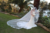 Lace Wedding Cathedral Veil, Ivory/ White Lace Cathedral Wedding Veil, Chapel Wedding Veil, Bridal Veil, Long Wedding Veil, White Wedding Veil, , WEDDING LACE DROP STYLE VEIL, RENETA