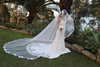 Lace Wedding Cathedral Veil, Ivory/ White Lace Cathedral Wedding Veil, Chapel Wedding Veil, Bridal Veil, Long Wedding Veil, White Wedding Veil, , WEDDING LACE DROP STYLE VEIL, RENETA