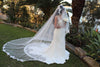 Lace Wedding Cathedral Veil, Ivory/ White Lace Cathedral Wedding Veil, Chapel Wedding Veil, Bridal Veil, Long Wedding Veil, White Wedding Veil, , WEDDING LACE DROP STYLE VEIL, RENETA
