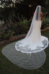 IRENE Rhinestone Veil, Ivory/ White Cathedral Wedding Veil with Crystals, Chapel Wedding Veil, Bridal Veil, Long Wedding Veil, White Wedding Veil, Cathedral Veil with rhinestones, Rhinestone Edge Cathedral Wedding Veil