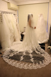 Ready to Ship Veil (Rush Order) -Floral Lace Cathedral Wedding Veil, Bridal Cathedral veil with Comb, Two tier Wedding Veil, Wedding Drop style Veil ELLISE