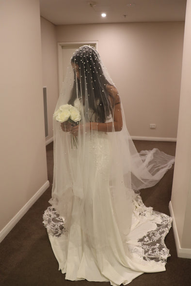 Pearl drop Cathedral Veil