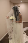 DESIREE - Wedding Veil with Scattered Pearls, Pearl Embellished Drop Cathedral Veil, Ivory/ White Cathedral Wedding Veil, Pearl Wedding Veil, Bridal Veil, Long Wedding Veil