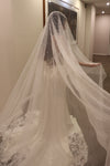 DESIREE - Wedding Veil with Scattered Pearls, Pearl Embellished Drop Cathedral Veil, Ivory/ White Cathedral Wedding Veil, Pearl Wedding Veil, Bridal Veil, Long Wedding Veil