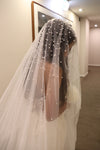 DESIREE - Wedding Veil with Scattered Pearls, Pearl Embellished Drop Cathedral Veil, Ivory/ White Cathedral Wedding Veil, Pearl Wedding Veil, Bridal Veil, Long Wedding Veil