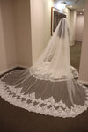 Lace Wedding Cathedral Veil, Two Tier Sequined Lace Wedding Veil, Cathedral Lace Wedding Veil, CLAIRE