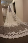 Lace Wedding Cathedral Veil, Two Tier Sequined Lace Wedding Veil, Cathedral Lace Wedding Veil, CLAIRE