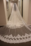 Lace Wedding Cathedral Veil, Two Tier Sequined Lace Wedding Veil, Cathedral Lace Wedding Veil, CLAIRE
