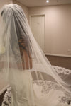 Lace Wedding Cathedral Veil, Two Tier Sequined Lace Wedding Veil, Cathedral Lace Wedding Veil, CLAIRE