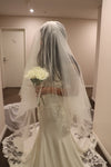 Lace Wedding Cathedral Veil, Two Tier Sequined Lace Wedding Veil, Cathedral Lace Wedding Veil, CLAIRE