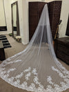 LIA - Soft Wedding Veil, Lace Wedding Cathedral Veil, Ivory/ White Lace Cathedral Wedding Veil, Chapel Wedding Veil, Bridal Veil, Long Wedding Veil, White Wedding Veil,  - LIA