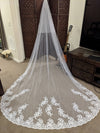 LIA - Soft Wedding Veil, Lace Wedding Cathedral Veil, Ivory/ White Lace Cathedral Wedding Veil, Chapel Wedding Veil, Bridal Veil, Long Wedding Veil, White Wedding Veil,  - LIA