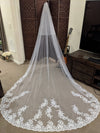 LIA - Soft Wedding Veil, Lace Wedding Cathedral Veil, Ivory/ White Lace Cathedral Wedding Veil, Chapel Wedding Veil, Bridal Veil, Long Wedding Veil, White Wedding Veil,  - LIA