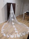 Long cathedral veil with blusher layer for classic wedding look