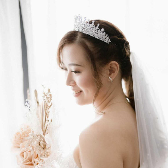 Rhinestone Wedding Crown, Swarovski Bridal Tiara, Crystal Tiara, Royal Tiaras, Wedding Headpiece, Wedding Tiara - LIZZ