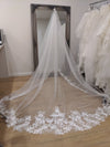 KAREN - Mantilla Wedding Veil, Cathedral Mantilla Wedding Veil,  1 tier cathedral Mantilla Lace Veil,Lace Mantilla Veil in Cathedral,  Lace Mantilla Wedding Veil, Bridal Veil