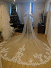 Ivory, White, Bridal Veil, Sheer Single Tier Veil, Chapel Length Veil, Cathedral Length Veil, Floor Length Wedding Veil, Tulle Wedding Veil, Bridal Veil, Floral Lace wedding Veil, Drop Wedding Veil - DONNA