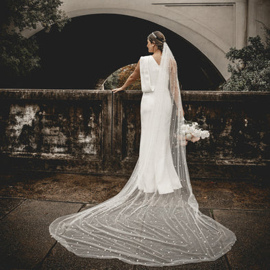 Multi Scallop Lace Cathedral Length Wedding Veil CF274