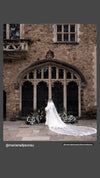 MARY - Drop Style Cathedral Wedding Veil – Long Bridal Veil with Blusher & Lace Trim