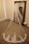 KEISHA - Ivory/White Bridal Veil, Sequined Lace Veil, Chapel Length Veil, Cathedral Length Veil, Floor Length Wedding Veil, Tulle Wedding Veil, Bridal Veil, Floral Lace wedding Veil