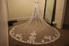 Ivory, White, Bridal Veil, Sheer Single Tier Veil, Chapel Length Veil, Cathedral Length Veil, Floor Length Wedding Veil, Tulle Wedding Veil, Bridal Veil, Floral Lace wedding Veil, Drop Wedding Veil - DONNA