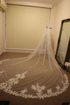 Ivory, White, Bridal Veil, Sheer Single Tier Veil, Chapel Length Veil, Cathedral Length Veil, Floor Length Wedding Veil, Tulle Wedding Veil, Bridal Veil, Floral Lace wedding Veil, Drop Wedding Veil - DONNA