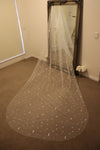 Ivory, White, Bridal Veil, Petal Veil, Chapel Length Veil, Cathedral Length Veil, Floor Length Wedding Veil, Tulle Wedding Veil, Bridal Veil, Floral Lace wedding Veil, Drop Wedding Veil - VIRGINIA