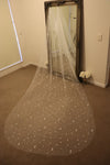 Ivory, White, Bridal Veil, Petal Veil, Chapel Length Veil, Cathedral Length Veil, Floor Length Wedding Veil, Tulle Wedding Veil, Bridal Veil, Floral Lace wedding Veil, Drop Wedding Veil - VIRGINIA