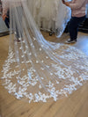 Custom Floral Veil, Lace wedding veil, Two Tier lace Veil, Cathedral Wedding Veil - MARSHA