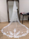MARY - Lace Wedding Cathedral Veil, Lace Wedding Veil, Royal Cathedral Length Wedding Veil, Two Tier Floral Lace Veil, Cathedral lace Veil