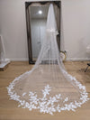 MARY - Lace Wedding Cathedral Veil, Royal Cathedral Length Wedding Veil, Two Tier Floral Lace Veil, Cathedral lace Veil