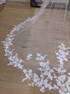 MARY - Lace Wedding Cathedral Veil, Royal Cathedral Length Wedding Veil, Two Tier Floral Lace Veil, Cathedral lace Veil