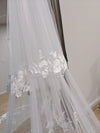 MARY - Lace Wedding Cathedral Veil, Royal Cathedral Length Wedding Veil, Two Tier Floral Lace Veil, Cathedral lace Veil