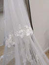MARY - Lace Wedding Cathedral Veil, Royal Cathedral Length Wedding Veil, Two Tier Floral Lace Veil, Cathedral lace Veil